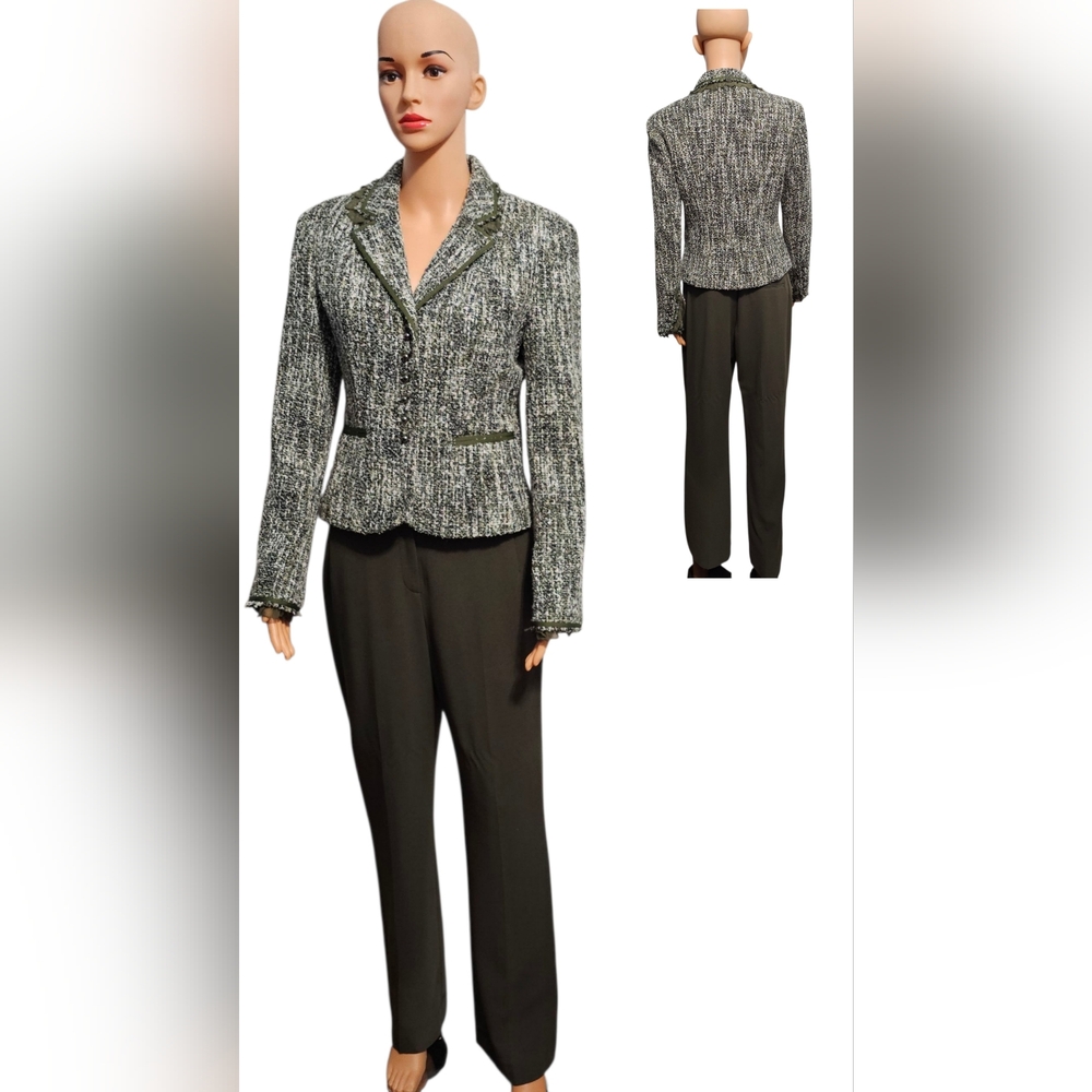 Allen By Allen Schwartz Women's Two Piece Olive Suit Set Officecore Sz 6